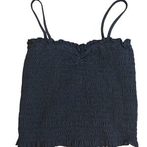 Y2K Brandy Melville Cami Tank Top Black Crinkle Whimsigoth Cottagecore Grunge